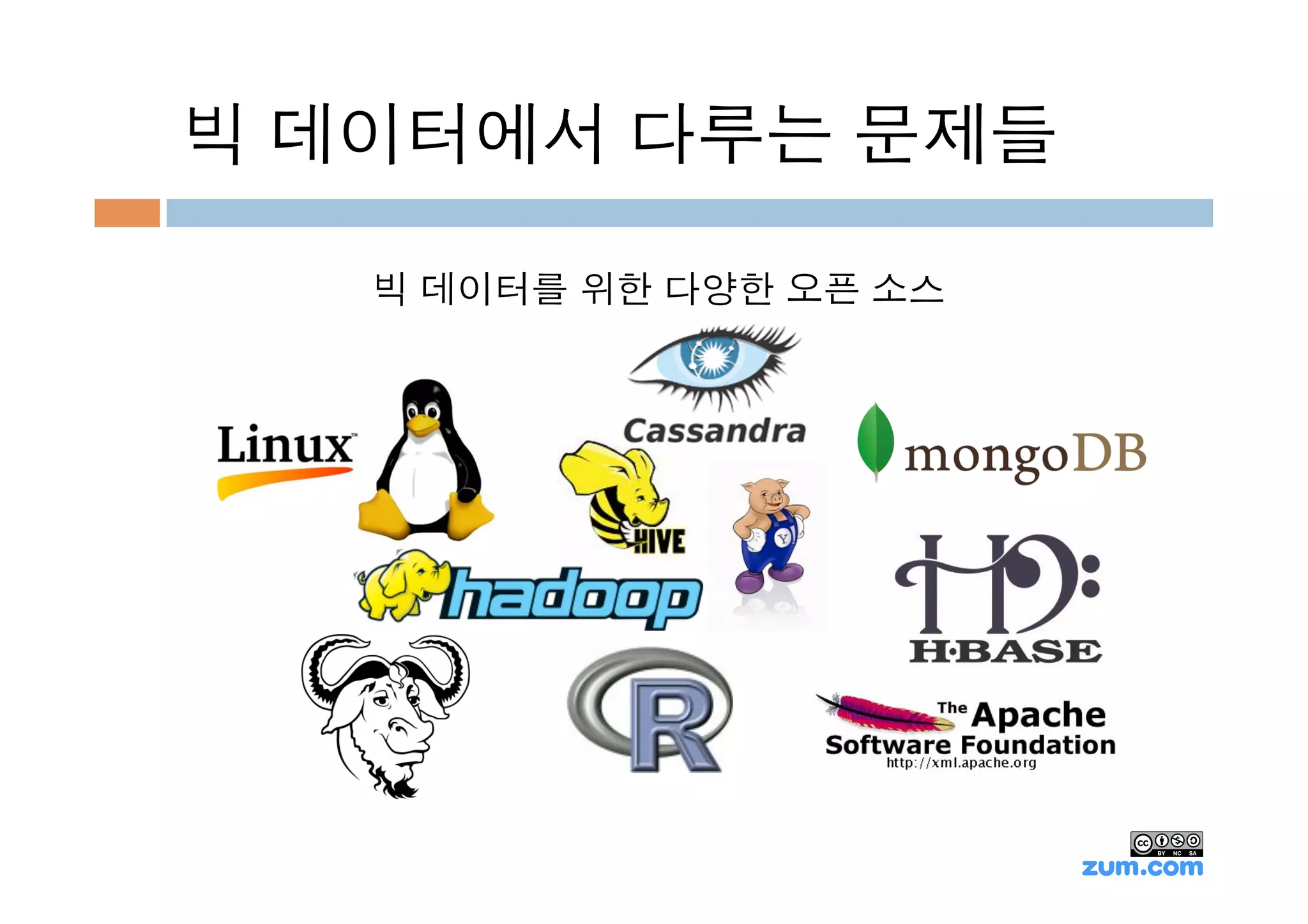 빅 데이터에서 다루는 문제들

   빅 데이터를 위한 다양한 오픈 소스
 