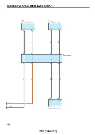 F




     View A



          12 27   36
             26   35                   36   27
          11 25   34                             12
                                       35   26
          10 24   33                   34   25   11
             23   32                   33   24
           9 22   31                             10
                                       32   23
           8 21   30                   31   22   9
             20   29                   30   21
           7 19   28     3D                      8
                                       29   20
                                       28   19   7

           6      18
           5      17                   18        6
           4      16                   17        5
                                       16        4
           3      15
                                       15        3
           2      14
                                       14        2
           1      13
                                       13        1

(from Instrument Panel Wire)


                                       40 25     10
                                       39 24
           10 25 40                    38 23     9
              24 39
            9 23 38                    37 22     8
                                       36 21
            8 22 37                    35 20     7
              21 36
            7 20 35                    34 19     6
                         3C            33 18
            6 19 34                              5
              18 33                    32 17
            5 17 32
                                       31 16     4
                                       30 15
           4   16 31                   29 14     3
               15 30                   28 13     2
           3   14 29                   27 12
           2   13 28                   26 11     1
               12 27
           1   11 26

(from Engine Room Main Wire)




                         3E
           1                                          1




(from Engine Room Main Wire)




                                                          27

                               BRZ (G4400BE)
 