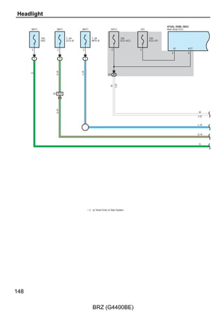 View C




                                                   1
                                                             2
                                                      15A
                                                   P/POINT NO.1




                     1
                                2
                                                   1
                                                             2
                         7.5A                         7.5A
                         OBD                         RADIO




                                                   1
                                                             2




                                    2
                                               1
                                        7.5A          10A
                                        AM1        SEAT HTR RH




                                                   1
                                                             2
                                                      10A
                                                   SEAT HTR LH




                     1
                                2
                                                   1
                                                             2
                         7.5A                         10A
                         STOP                       ECU IG2




                                                   1
                                                             2
                                                      7.5A
                                                    GAUGE




                                                   1
                                                      15A    2
                                                    AT UNIT




                                    2
                                               1
                                       10A
                                    ECU IG1




                     1
                                2
                                    2
                                               1
                         10A           7.5A
                         DRL        BK/UP LP


                                    2
                                               1
                                       10A




BRZ (G4400BE)
                                    FR FOG RH




                     1
                                2
                                    2
                                               1



                         10A           10A
                         TAIL       FR FOG LH


                     1
                                2
                                    2
                                               1




                         10A           10A
                       PANEL        HEATER
                     1
                                2
                                    2
                                               1




                         15A           7.5A
                     P/POINT NO.2   HEATER-S
                     1
                                2




                         10A
                      ECU ACC
                                                   1
                                                             2




                                                       15A
                                                       ANP
                                                                           F




                29
 