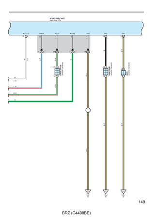 F RELAY LOCATIONS
[Instrument Panel J/B Assembly Inner Circuit]




     1 3E
     43 3A
     45 3A
     24 3C
     7 3A
     23 3A
                     1     2
     42 3A                                                              14 3A
                     7.5A AM1
     24 3A
     38 3A                                                              8 3D
     46 3A                                                              12 3D
                     1     2
     44 3A                                                              5 3B
                     15A ANP
     25 3A
     48 3A
                                FR FOG Relay
     26 3A                                                1       2
                                                                        5 3C
     4 3A                                               10A FR FOG RH
     21 3A                                                1       2
                                                                        3 3C
     20 3C                                              10A FR FOG LH
                                                                        26 3C
     32 3C
                                                                        13 3C
     1 3D
                                                                        12 3C
     34 3D
                                                                        21 3B
     6 3A
                                 TAIL Relay                             24 3D
     22 3A                                                1       2
                                                                        33 3D
     16 3C                                                 10A TAIL
     31 3C                                                1       2
                                                                        31 3B
     18 3D                                               10A PANEL
                                                                        36 3A
     30 3D
                                                                        22 3D
     19 3C
                                                                        50 3A
     26 3B
     17 3B
     19 3D
     7 3D
     17 3C
     49 3A
     29 3A
     30 3C


                                    (Cont. Next Page)




30

                                 BRZ (G4400BE)
 