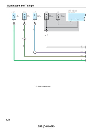 H




                                                                                                                             Page
Smart Entry  Start System ..............................................................................                     60
SRS ......................................................................................................................   233
Starting (w/ Smart Entry  Start System) ........................................................                            60
Starting (w/o Smart Entry  Start System) ......................................................                             86
Steering Lock (w/ Smart Entry  Start System) ..............................................                                 60
Stop Light ............................................................................................................      158
Taillight ................................................................................................................   170
Theft Deterrent ....................................................................................................         306
Tire Pressure Warning System .........................................................................                       250
TRAC ...................................................................................................................     220
Turn Signal and Hazard Warning Light ............................................................                            164
VSC ......................................................................................................................   220
Wireless Door Lock Control (w/ Smart Entry  Start System) .......................                                           60
Wireless Door Lock Control (w/o Smart Entry  Start System) ....................                                             270




                                                                                                                              51

             BRZ (G4400BE)
 