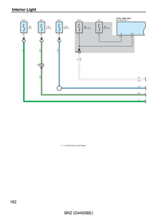 (BAT)                                                     (BAT)


                                                                               40A                                                      30A
                                                                               AM2 NO. 1                                                IG2 MAIN


                                                                     2                                                         2

                                                                          1                                                         1




                                                                    W–R




                                                                                                                              W–B


                                                                                                                                        G–O
                                                                               GR




                                                                                                             GR
                                                                          1         1                             1                 1         1


                                                                     5          1                            2                 5         2

                                                                                        IGS                                                       IG2
                                                                                        Relay                         7. 5A                       Relay
                                                                                                                      IG2

                                                                     3          2                                              3         1
                                                                                                             1

                                                                                    1                             1                 1         1
                                            Park/Neutral Position




                                                                                                                         P
                                            Switch Assembly




                     P
                                                                               B




                     N
                                            L2




                                                                                                                                        B
                                                                                        Junction Connector




                          4     5
                                                                    1 A        5 A
                                                                                        A9(A), A10(B)
                  (A/T)




                                    (A/T)
            W




                               Y




                                                                    1 B

           7 AL2              6 AL2
                                                                    B




                                                         B
                                                    (A/T)
            W–R
                  (A/T)




                                                                    B




                                                                                                                                        B




                                                                                                                                                            G–O

 W–R                                         W–R(A/T)                                                                                                     W–R(A/T)
 (A/T)




Y–P(M/T)                                                                                                                                                  Y–P(M/T)




  G–Y                                                                                                                                                       G–Y

   Y                                                                                                                                                         Y

 G–W                                                                                                                                                       G–W

 GR–R                                                                                                                                                      GR–R



                                                                      A1                                                                  A7




                                                                                                                                                                     63

                                                                              BRZ (G4400BE)
 