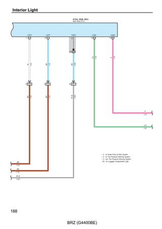 D40(A), D41(B), D48(C)
                               Certification ECU Assembly




    CLG5                CG5B                   CLG6           CG6B                                       CLG7                      CG7B
   3 B                  2 B                  11 A            10 A                                       9 A                        8 A




                                              W




                                                                                                         W




                                                                                                                                   R
                                                              B
                                           28 HD1           27 HD1                                   44 HD1                   43 HD1
    BE




                                                              LG




                                                                                                         SB




                                                                                                                                   R
                        P




                                              L




                                                                           Key Oscillator Assembly
     1                   3                     1              3                                          1                          3
   ANTE5                CLGB                        ANTE6           CLGB   No. 3 Indoor Electrical      ANTE7                      CLGB
                                                                           H15




D26                                                                                                  H9
Indoor Electrical Key                                                                                No. 2 Indoor Electrical Key
Oscillator Assembly                                                                                  Oscillator Assembly




                                                                                                                                          69

                                               BRZ (G4400BE)
 