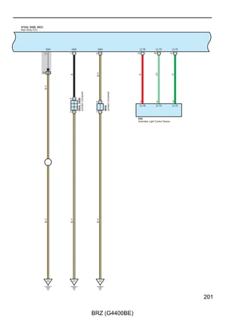 Engine Immobiliser System (w/ Smart Entry  Start System), Smart Entry  Start System, Starting (w/ Smart Entry  Start
System), Steering Lock (w/ Smart Entry  Start System) and Wireless Door Lock Control (w/ Smart Entry  Start System)




                                                                  D43
                                                                  Junction Connector




           3          14          15           4             13                   2         1          12




                                                             BR–W




                                                                                           W–B




                                                                                                       R–Y
                                                                                 BR
                      LG




                                               G
                                   R
           P




                                                                                         21 AD1      39 AD1




                                                                                                                  R–Y


                                                                                                                  W–B




      P

     LG


     R

     G

     P–G                                                                                                          P–G




                                                                                                                  BR

                                                                                                                 BR–W




82

                                               BRZ (G4400BE)
 