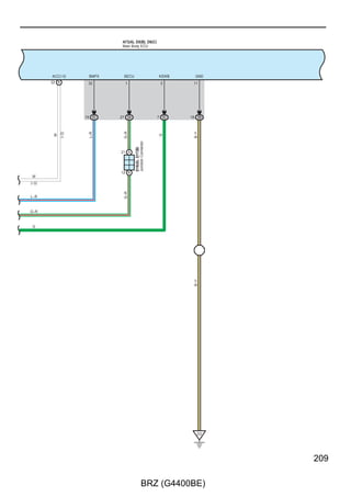 Charging




                                                                            B
                                                             1


                                                         1
                                                                            1 B
                                                                                B
                                                                 7. 5A
                                                                 ALT–S
                   W
        B




                                                         2


                                                             1
                                                         O




     1 1A




                                                                                                                         Generator Assembly
                                                                                                                         A43(A), A77(B)
     1 1C

                                                                                        S           L        M
                                                                                    2 A      1 A           3 A
                                                                                              R–L
                                                                                    O




                                                                                                           V
        W




                   W




      1 A        1 B                                                                                      18 C
                                                                                                            ALT
                           Fusible Link Block Assembly




                                                                                            17 AD2
                80A MAIN
     140A ALT




                                                                                                        A33(A), A35(C)
                           A75(A), A76(B)




                                                                                                        ECM
                                                                                              G




                Battery


                                                                                                                             G




90

                                                                         BRZ (G4400BE)
 