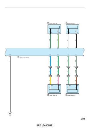 Cruise Control, Electronically Controlled Transmission and A/T Indicator
(A/T), Engine Control, Shift Indicator (M/T) and Shift Lock

   SB

  W–B

      V                                                                                                                                                                                                                                        V


                                                     (IG)


                                                                                  10A




                                                                                                                                                                                                                               W–B




                                                                                                                                                                                                                                       SB
                                                                                  ECU IG2


                                                     2
      L
                                                                                                                                                                                                                    10 GD2            9 GD2
                                                 11 3C




                                                                                                                                                                                                                                       G–R
                                                                                                                                                                                                                               R–G
                                                                                                                      V




                                                                                                                                             V
                                                               (M/T)
                G–Y




                                                    G–Y



                                                                                                                                                                                                                        1 AD2         2 AD2
          2      3                                   1

                       A22                                                  A21                                                                                                     V                                                          V
                       Stop Light                                           Clutch Switch
                       Switch Assembly                                      Assembly

          1      4                                   2




                                                                                                                                                                                                                                       G–R
                                                                                                                                                                                                                               R–B
                                                                                                                                             V




                                                                                                                                                                                          V
                                                               (M/T)
                                                    R–Y
                R




      P

               7 A                                15 A                                                                                       6 B                                         1 A                             10 C         19 C
                 STP                                CLSW                                                                                      +B                                           +B2                                   DI     FPC

                                        A33(A), A34(B), A35(C), A36(D)
                                        ECM


                PRG                          # 10                                            # 20                                       # 30                                               # 40
               11 D                        12 D                                        22 D                                           32 D                                               13 D
                R–G




                                                                                                                                                                                          P–G
                                                                                                                                       P–B
                                                                                            P–L
                                            P




              11 AC1

                                         54 AC1                                       53 AC1                                         52 AC1                                             51 AC1
                Y–G




              2 Cd1
                Y–G




                                                                                                                                       B–R
                                                                                            B–Y




                                                                                                                                                                                          B–L
                                            W




                 2
                                                                                                    (for Port Injection No. 2)




                                                                                                                                                                                                  (for Port Injection No. 4)
                                                     (for Port Injection No. 1)




                                                                                                                                                   (for Port Injection No. 3)
                         CPC Solenoid




                                                                                                    Fuel Injector Assembly




                                                                                                                                                                                                  Fuel Injector Assembly
                                                     Fuel Injector Assembly




                                                                                                                                                   Fuel Injector Assembly




                                             2                                               2                                          2                                                  2
                         d1




                 1
                R




                                                                                                    C30




                                                                                                                                                                                                  C31
                                                     C8




                                                                                                                                                   C9




                                             1                                               1                                          1                                                  1
              1 Cd1
                R




                                            R




                                                                                            R




                                                                                                                                       R




                                                                                                                                                                                          R




      R                            R                                              R                                              R                                              R                                                              R

  BR–W                                                                                                                                                                                                                                        BR–W

  W–B                                                                                                                                                                                                                                         W–B




102

                                                                           BRZ (G4400BE)
 