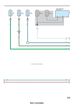 Cruise Control, Electronically Controlled Transmission and A/T Indicator
(A/T), Engine Control, Shift Indicator (M/T) and Shift Lock

      V                                                                                                                                                                                                        V

                                                                                                                                                                                                           (Shielded)


                                                                                                 A37                                                                                                       (Shielded)
                              15                             13      12                                                                 16         18
   B–W                                                                                           Junction Connector
    (∗8)




                                                                           (M/T)
                                                                     B–O




                                                                                   Position Switch Assembly
                                B–W




                                                             B–L
                                                (∗8)


                                                                      1
                                                                                                                                                                                                             W–R




                                                                                   Park/Neutral
                                                                                                                                                                                                             (A/T)




                                                                                   A54
                                                                      2

                       4 AD2
                                                                                                                                             ∗ 1 : w/ Smart Entry  Start System
                                                                           (M/T)
                                                                     G–B



                                                                                                                                             ∗ 2 : w/o Smart Entry  Start System
                                                                                                                                             ∗ 8 : w/ Cruise Control




                                                             4 A    16 A
                                                               EC     NSW

                                                                    A33(A), A34(B), A35(C), A36(D)
                                                                    ECM


                  OT                                                                        THW                                                             PR
               20 D                                                                30 D                                                                  9 B
                                                                                          BR–W




                                                                                                                                                          V–B
                BR




              27 AC1                                                               4 AC1                                                                16 AC1


                                                                                                                                                                                                            BR–W
                                                                                                                                                          W–L
                B–R




                                                                                          GR
                       Oil Temperature Sensor




                                                                                                              E. F. I. Engine Coolant




                                                                                                                                                                                    Fuel Pressure Sensor
                                                                                                              Temperature Sensor




                 2                                                                          2                                                              3
                  OT                                                                        THW                                                             PR
                       C21




                                                                                                              C35




                                                                                                                                                                                    C10




                  E2                                                                           E2                                                           E2                VC
                 1                                                                          1                                                              2                 1
                B–Y




                                                                                          B–Y




                                                                                                                                                          B–Y




                                                                                                                                                                            B–L




   B–Y                                                 B–Y

  BR–W

 (Shielded)                                                                                                                                                                                                (Shielded)

      B                                                                                                                                                                                                        B


   B–L




110

                                                                           BRZ (G4400BE)
 