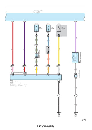 Headlight

                                          A73(A), D5(B), D6(C)
                                          Main Body ECU


                                                                                                                                                                                                  BR


                                                                                        CANH            CANL                                                                                     BR–W
                                                                                       14 B            13 B




                                                                                                        LG
                                                                                        P
                                                                                         3              14                                       2                13




                                                                                                                                                                          Connector
                                                                                                                                                                          Junction
                                                                                                                                                                          D43
                                                                                         1              12                                       9                20




                                                                                        W–B




                                                                                                        R–Y




                                                                                                                                                                  B–P
                                                                                                                                                 O
                                                                                      21 AD1          19 AD1                                   21 AD2       39 AD2



 W–G(A/T)
                                                                                              (A/T)




                                                                                                              (A/T)
                                                                                        W–B




                                                                                                        R–Y




                                                                                                                                                                  B–P
                                                                                                                                                 O
  V(A/T)


 B–G(A/T)


  BR(A/T)




                                                                                                                                                                           A33(A), A34(B)
                                                                                         7              18                                                                 ECM
                                                                                                                      Connector




                                                                                                                                                19 A           18 A
                                                                                                                      Junction




                                                                                                                                                 CANH              CANL
                                                                                                                      A17




                                                                                         5              16

                                                                                                                                                  NE+                        NE–       SLE3
                                                                                                                                                16 B                       27 B       35 B
                                                                                                                                  (Shielded)
                                                                   W–G
                     (A/T)




                                        (A/T)




                                                           (A/T)




                                                                             (A/T)




                                                                                              (A/T)




                                                                                                              (A/T)
                                                                                        B–W
                              B–G
            BR




                                                                                                                                                 W
                                                   V




                                                                                                                                                                            B
                                                                                                        L




                                                                                                                                               3 AC1                      14 AC1
                                                                                                                                  (Shielded)




                                                                                                                                                                            W–R
                                                                                                                                                 W




                                                                                                                                                                                       B




            9 B              21 B                10 B              3 B                 29 A            28 A                                      1
                                                                                                                                                        Position Sensor




                 D                  N                  R                 P              CANH            CANL                                      NE+
                                                                                                                                                        Crankshaft
                                                                                                                                                        C33




                                                                                                                                                  NE–
                                A18(A), A19(B)                                                                                                   2
                                Transmission Control Module
                                                                                                                                                                                       B




                                                                                                                                                                                            C1




154

                                                                                     BRZ (G4400BE)
 