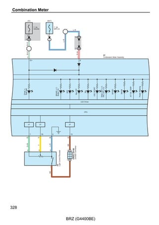 A73(A), D5(B), D6(C)
                              Main Body ECU




       ACC(∗3)        BMPX    BECU                        KSWB     GND
       22 B           32       1                           2      11




                     19 3C   27 3A                        7 3C   18 3B

                              G–R




                                                                  B–Y
                      L–R
              (∗3)
        W




                                                          G
                                     Junction Connector
                                     D16(A), D17(B)


                             21 A




                             12 B
W
(∗3)
                              G–R




L–R


G–R


 G
                                                                  B–Y




                                                                    D3




                                                                         209

                                                BRZ (G4400BE)
 
