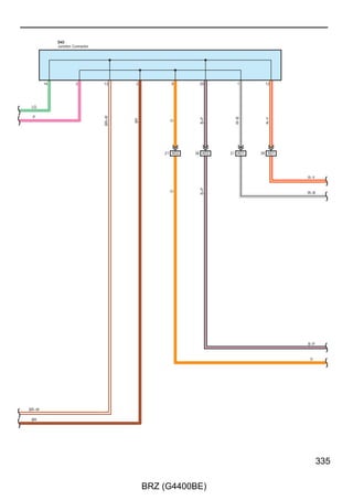 Key Reminder (w/o Smart Entry  Start System) and Light Reminder

  A73(A), D5(B), D6(C)
  Main Body ECU




                                 KSWB    KSW                                                      FDCY
                                  2     22 B                                                      16
         (BAT)

                         7 3C   10 3D                                                           28 3A
                 15A
                 HAZ


         2
                                 R–W




                                         BR
                         G




                                                                                                  V
             1




                                                     (Ignition Switch Lock Cylinder Assembly)
        G




                                                                                                18 HD1

                                                     Un–Lock Warning Switch Assembly
                                         2
                                               UN–




                                                                                                  Y–B



                                                                                                         Front Door Courtesy Light Switch
                                                     D53




                                               UN+
                                                                                                   1
                                         1




                                                                                                         Assembly LH
                                                                                                         H21




216

                                        BRZ (G4400BE)
 
