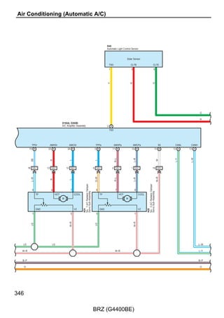 A33(A), A34(B), A36(D)
         ECM




       CANL             CANH                            M–       M+     VTA2                  VTA1                                                     EC                           E1       VC
      18 A            19 A                           1 D      2 D      28 D                  18 D                                                    4 A                         29 D     19 D




                                                                                                                                                                                  Y–B
                                                                               (Shielded)
                                                               G–Y




                                                                        R–Y
       B–P




                                                                                                                                                     B–L
                                                      SB




                                                                                              LG
                        O




                                                                                                                                                                                           R
                                                                                                                                                            Junction Connector


                                                                                                                                                                                  Y–B
                                                                                                                                                     13



                                                                                                                                        (Shielded)
                                                    39 AC1   38 AC1   24 AC1                25 AC1                                                                               6 AC1   28 AC1




                                                                                                                                                            A37
                                                                                                                                                     16
                                       (Shielded)




                                                                                                                                                                                  B–Y




                                                                                                                                                                                           B–L
                                                      W




                                                               R




                                                                                                     (Shielded)
                                                                                              W–R
                                                                        W




                                                                                                                  with Motor Assembly




                                                       1        2        4                     6
                                                                                                                  Throttle Body




                                                        M–       M+     VTA2                  VTA1
                                  B




                                                                                                                  C15




                                                        VC                                      E2
                                                       5                                       3
                                                                                              B–Y
                                                      B–L




B–P

O                                                                                                                                                                                                 B

LG                                                                                                                                                                                                LG

P                                                                                                                                                                                                 P
                                  B




                                  C1




                                                                                                                                                                                                       227

                                                            BRZ (G4400BE)
 