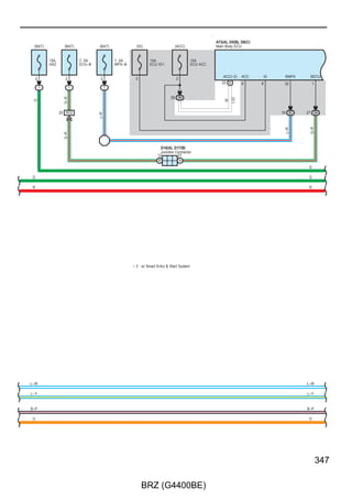 ABS, TRAC and VSC




          A33(A), A34(B), A36(D)
          ECM




                            NE+                         NE–    SLE3
                          16 B                        27 B    35 B
             (Shielded)


                           W




                                                       B




                          3 AC1                      14 AC1
             (Shielded)




                                                       W–R
                           W




                            1
                                   Position Sensor




                            NE+
                                                               B
                                   Crankshaft
                                   C33




                            NE–
                            2




      B

  LG                                                                                 LG

      P                                                                              P




228

                                                                     BRZ (G4400BE)
 