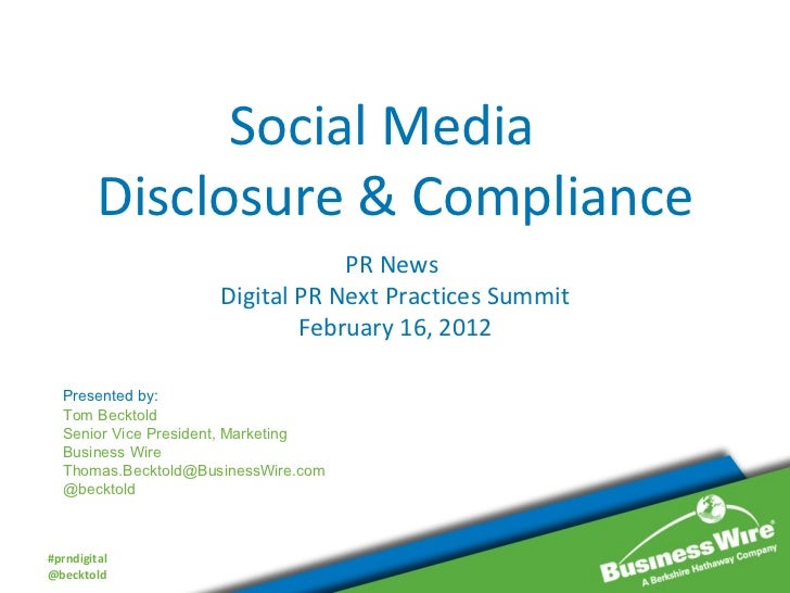Social Media Disclosure & Compliance