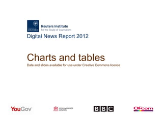Digital News Report 2012
Charts and tables
Date and slides available for use under Creative Commons licence
 