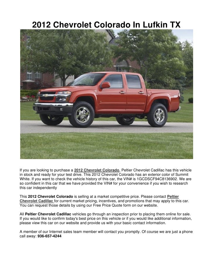 2012 Chevrolet Colorado In Lufkin Tx