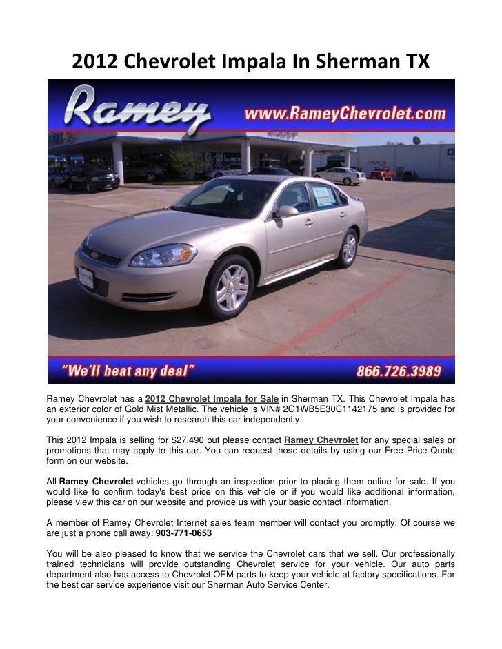 Ramey Chevrolet Sherman Tx >> 2012 Chevrolet Impala In Sherman Tx Ramey Chevrolet Sherman Tx >> 2012 Chevrolet Impala In Sherman Tx