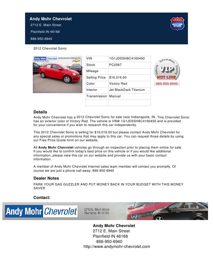 Andy Mohr Chevrolet Plainfield >> 2012 Chevrolet Sonic For Sale Near Indianapolis In Andy Mohr Chevrolet Plainfield >> 2012 Chevrolet Sonic For Sale Near Indianapolis In