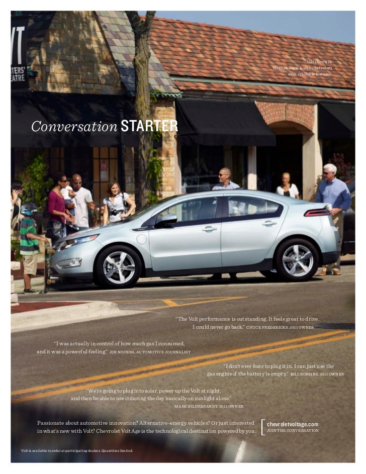 2012 Chevrolet Volt Hybrid Electric Car 30-page Original Sales Brochure Catalog 
