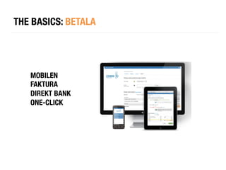 THE BASICS: BETALA




   MOBILEN
   FAKTURA
   DIREKT BANK
   ONE-CLICK
 