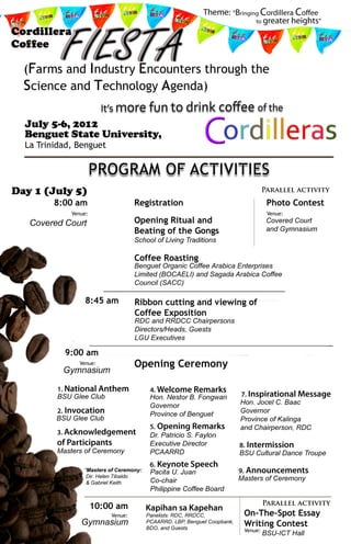 2012 coffee fiesta program of activities