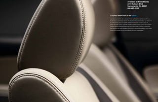 Available at Maita Mazda
                                      2410 Auburn Blvd
                                      Sacramento, CA 95821
                                      800-493-6103



Luxurious reward rests in the details.

Just because a vehicle sets a standard for versatility and drivability doesn’t mean
it can’t have a world-class interior. The Mazda CX-9 is a testament to our dedication
to craftsmanship, from its available leather-trimmed seats—including an 8-way
power-adjustable driver’s seat with available 3-setting memory system—to its leather-
wrapped steering wheel and shift knob. And on the outside, carefully sculpted body
lines flow from the stylish headlights all the way to the jewel-like taillights. So no matter
where you’re headed, you’re surrounded by the touch of refinement.
 