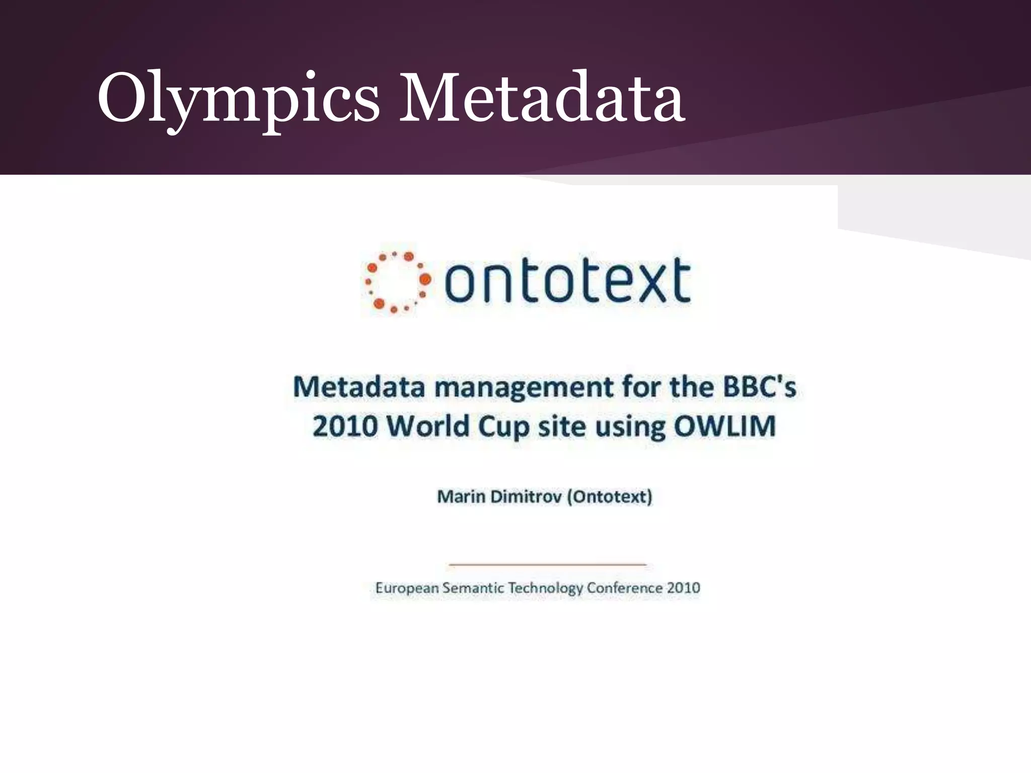Olympics Metadata
 