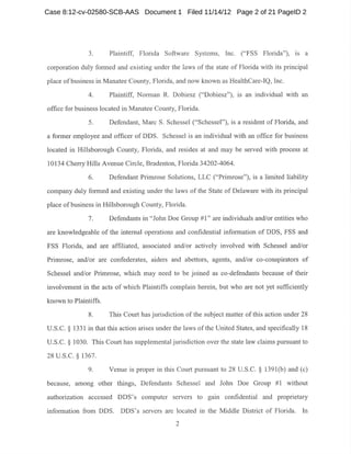 Case 8:12-cv-02580-SCB-AAS Document 1 Filed 11/14/12 Page 2 of 21 PageID 2
 