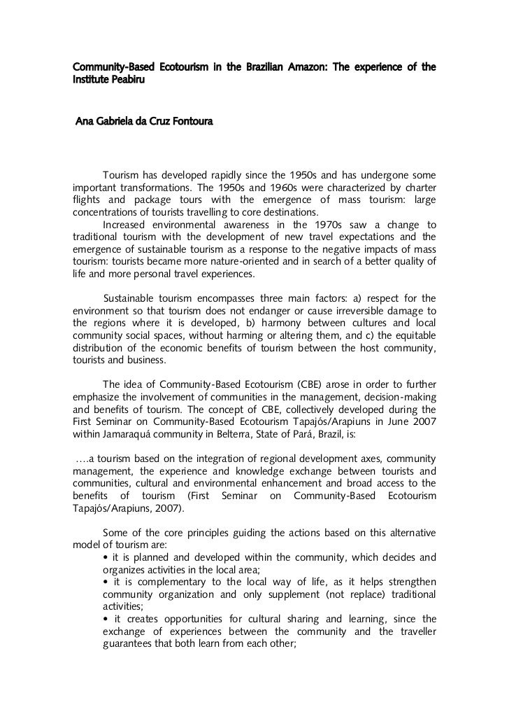 Community Based Ecotourism In The Brazilian Amazon The Experience Of