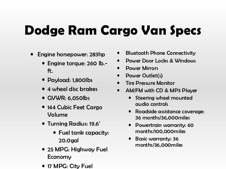2012 dodge ram cargo van