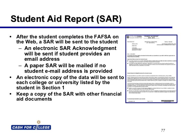 Student Aid Report (SAR) • Office of Student Financial Aid • Iowa State University fafsa student aid report
