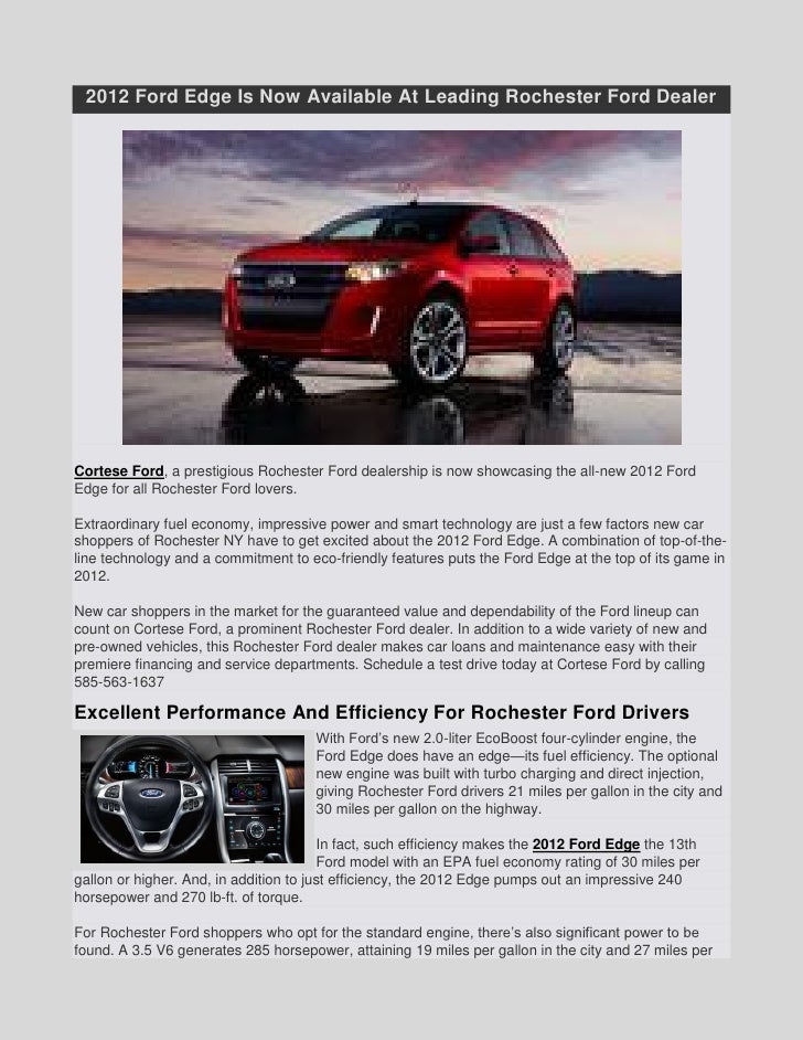 2012 Ford Edge Is Now Available At Leading Rochester Ford Dealer