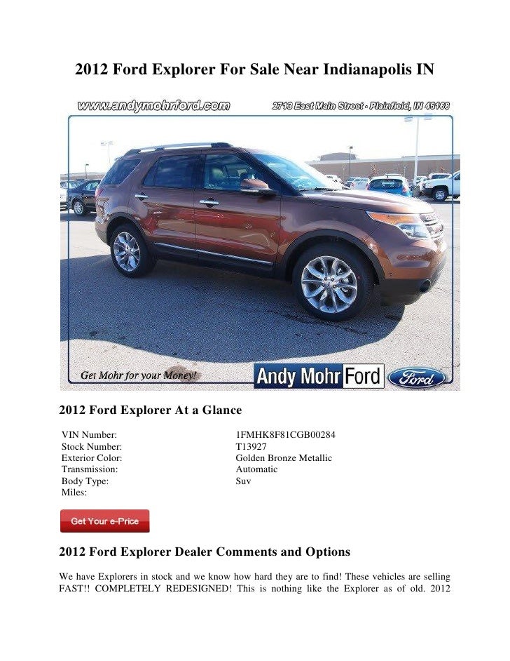 12 Ford Explorer For Sale Near Indianapolis In