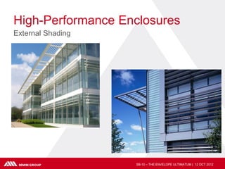 High-Performance Enclosures
External Shading




                   SB-10 – THE ENVELOPE ULTIMATUM | 12 OCT 2012
 