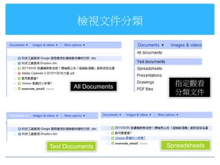 檢視文件分類




       All Documents
                         指定觀看
                         分類文件




Text Documents         Spreadsheets
 