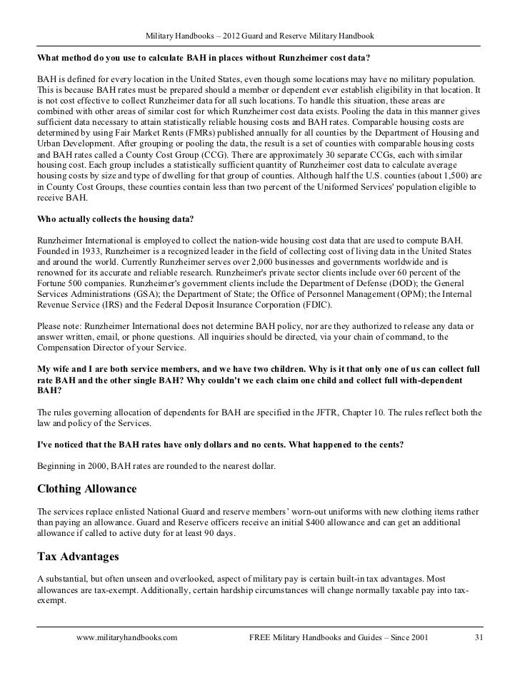 2012 guard and reserve military handbook