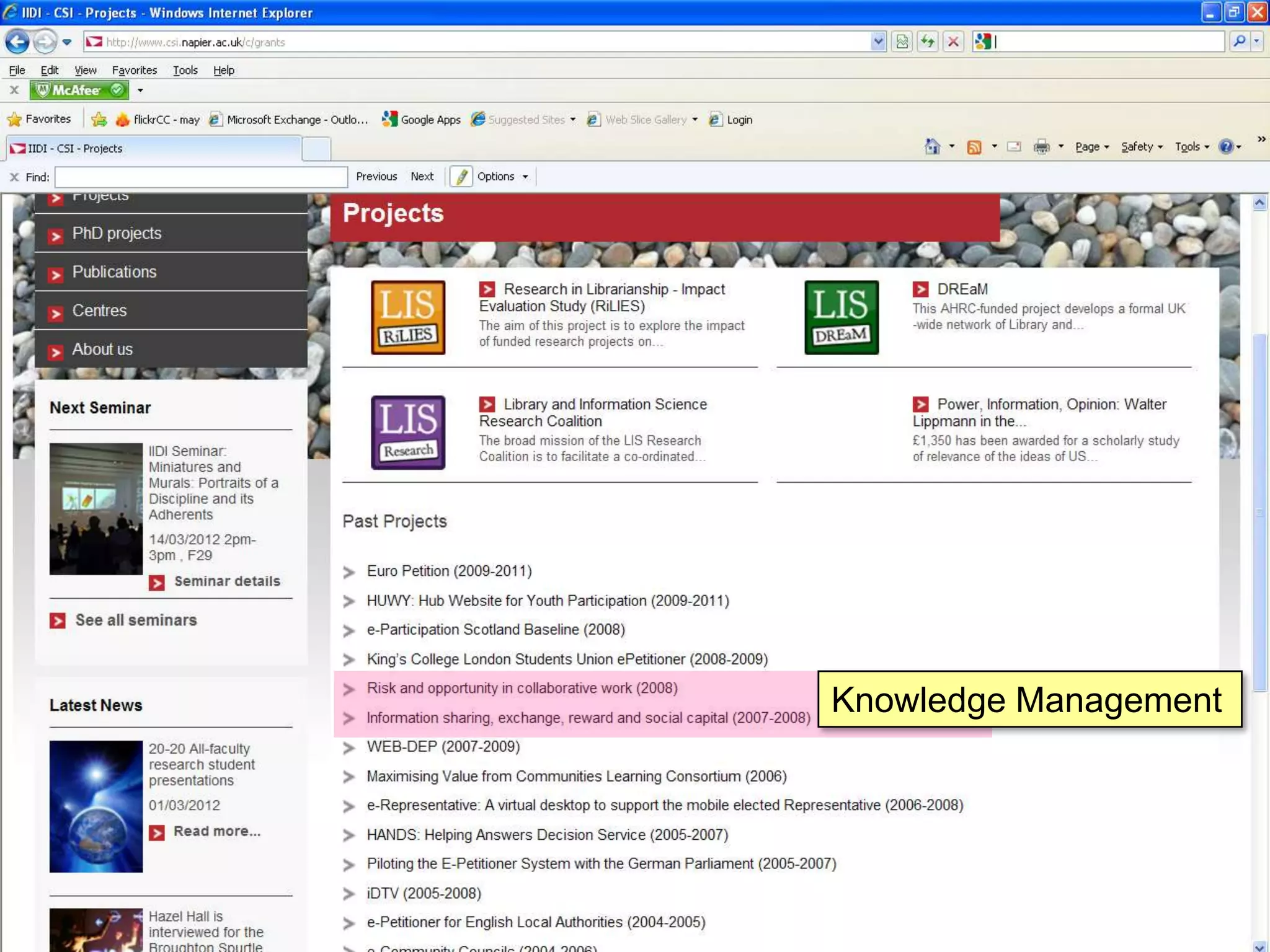 Knowledge Management
 