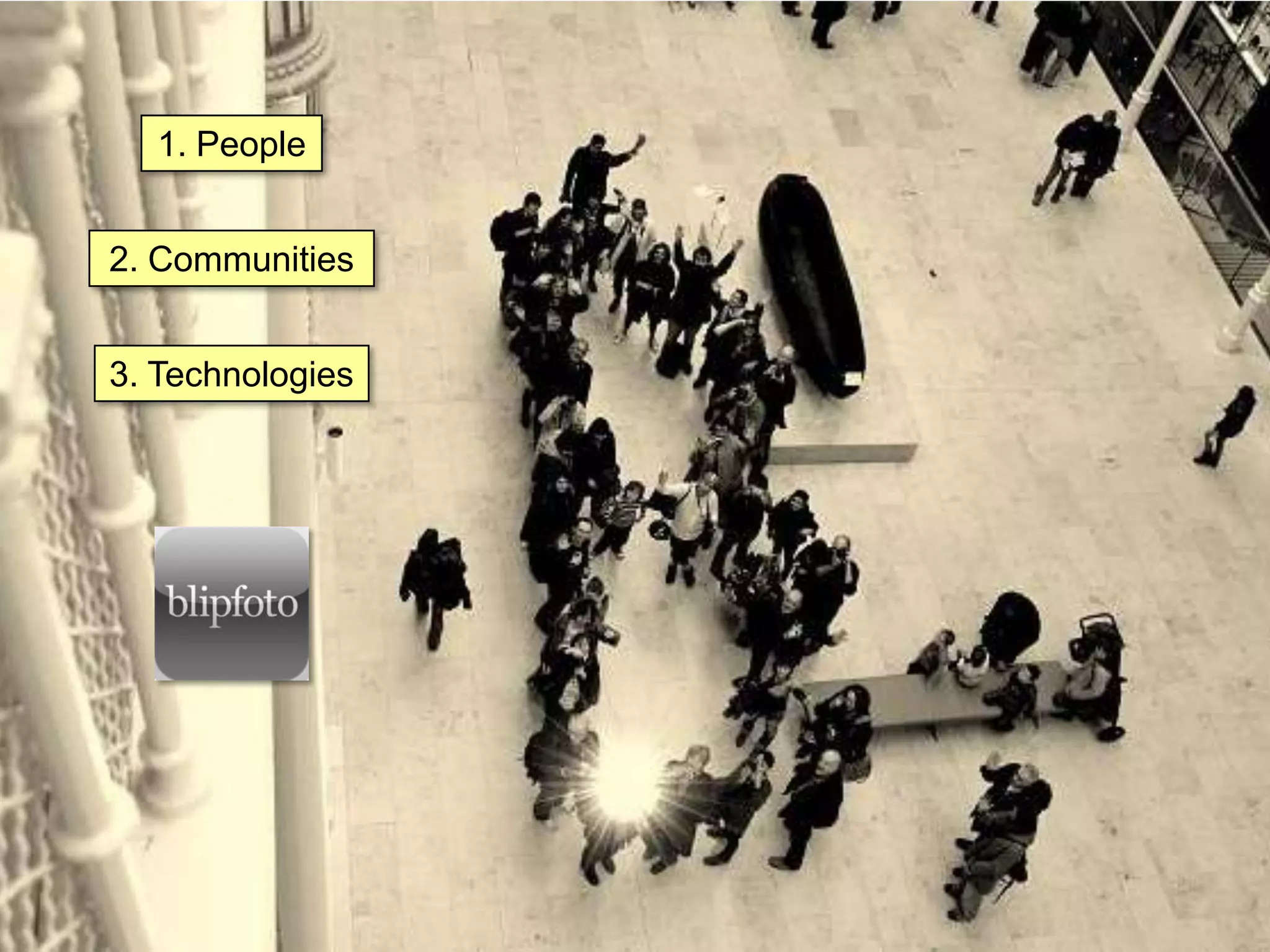 1. People


2. Communities


3. Technologies
 