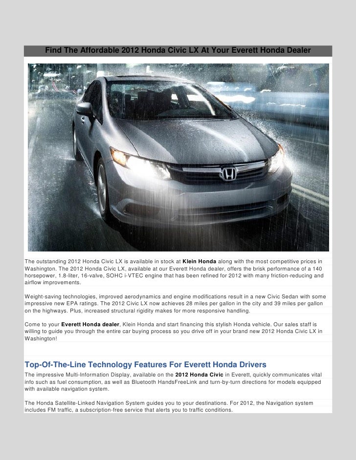 Honda Of Everett >> 2012 Honda Civic Lx At Klein Honda In Everett Wa Honda Of Everett >> 2012 Honda Civic Lx At Klein Honda In Everett Wa