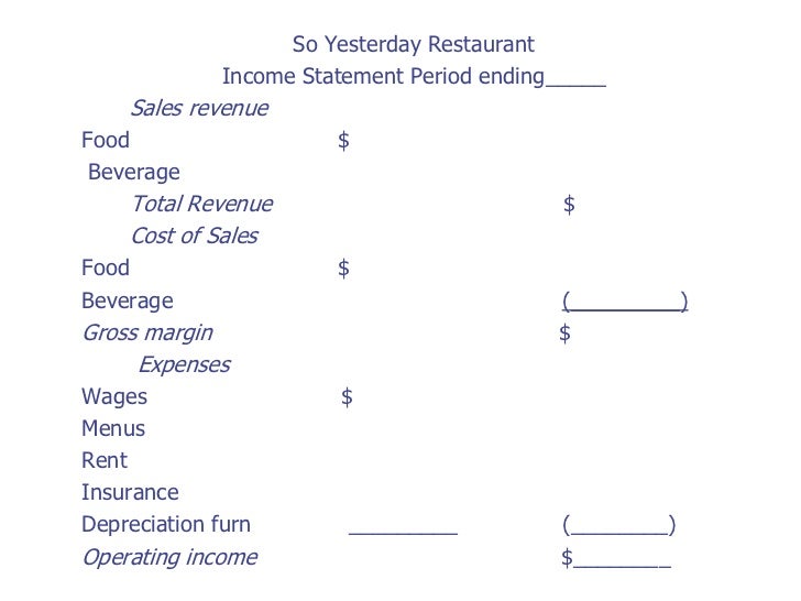 restaurant income statements
