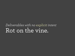 Deliverables with no explicit intent

Rot on the vine.

 