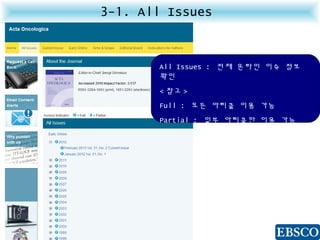 3-1. All Issues
All Issues : 전체 온라인 이슈 정보
확인
< 참고 >
Full : 모든 아티클 이용 가능
Partial : 일부 아티클만 이용 가능
 