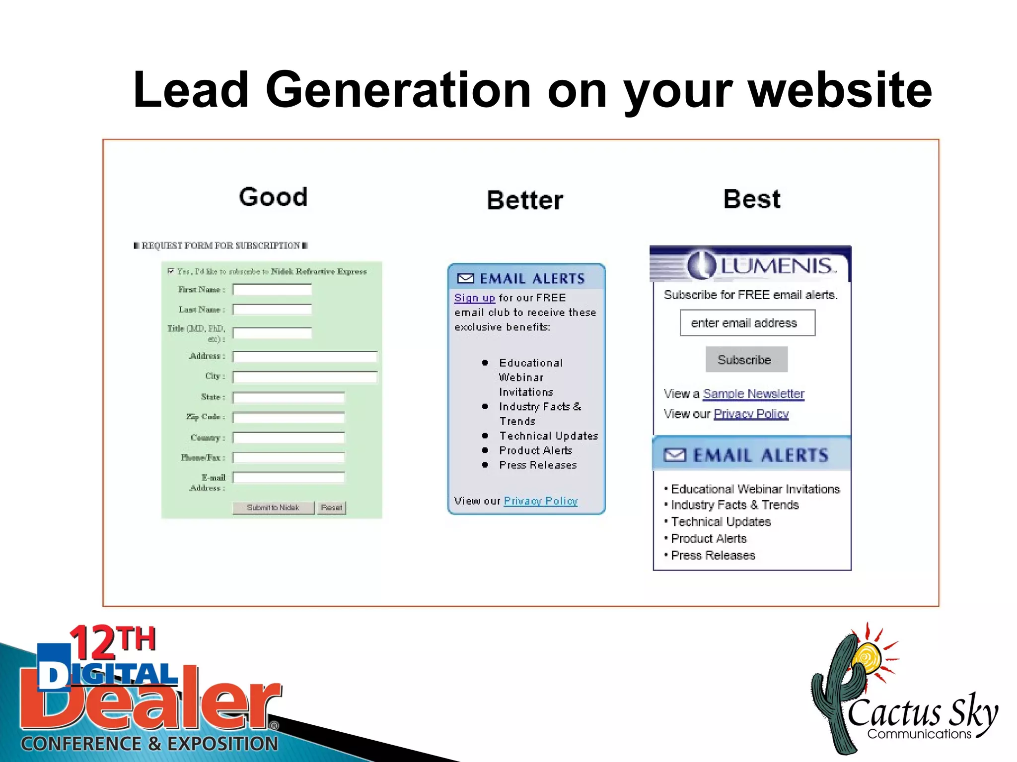 Lead Generation on your website
 