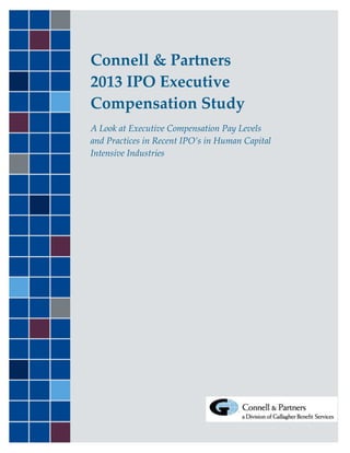 Connell & Partners
2013 IPO Executive
Compensation Study
A Look at Executive Compensation Pay Levels
and Practices in Recent IPO’s in Human Capital
Intensive Industries
 