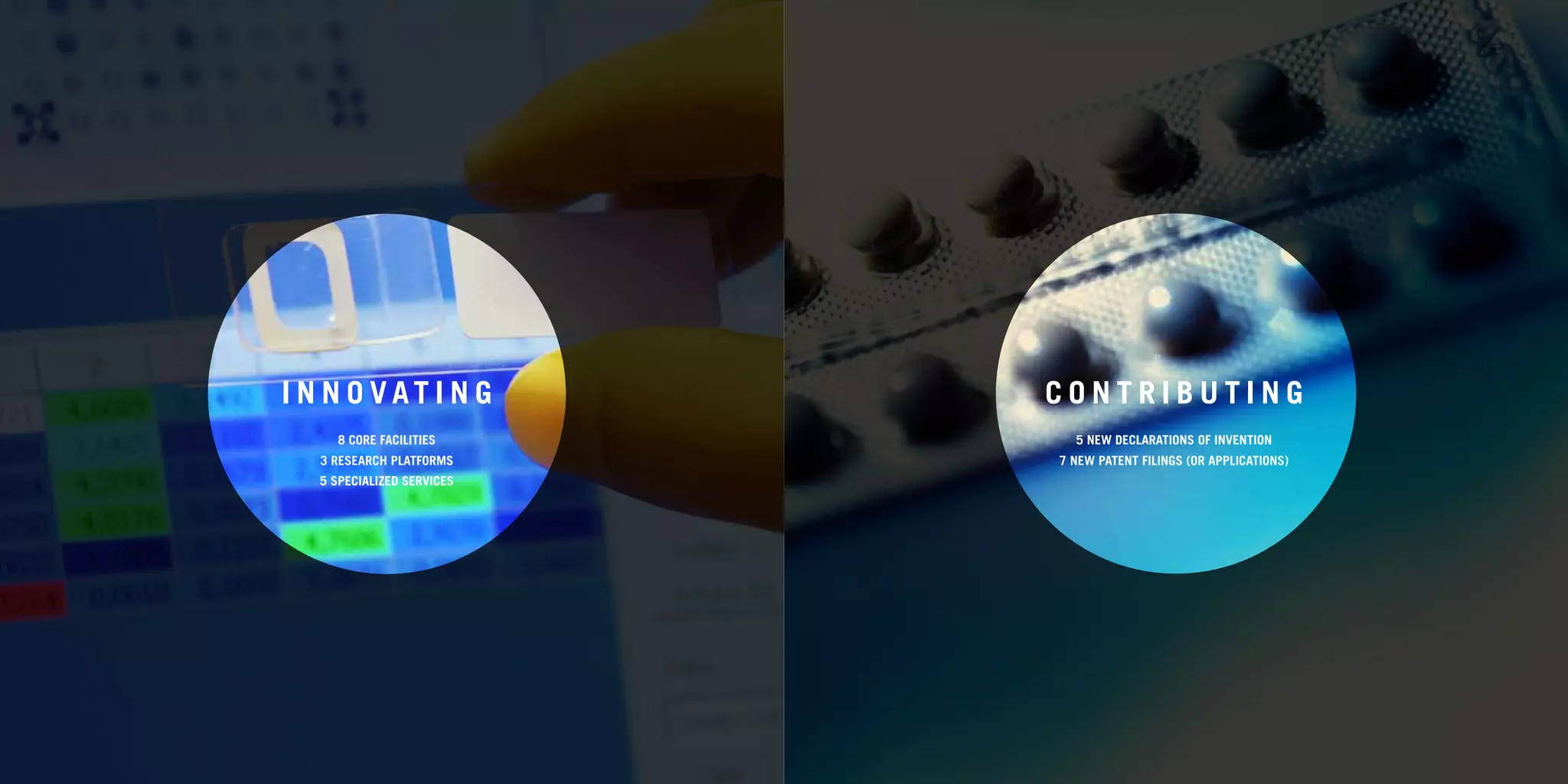 6 | 2011-2012 IRCM ANNUAL REPORT                                                                       |7




                                   I N N O V ating            CONTRIBUTING
                                       8 core facilities        5 new declarations of invention
                                     3 research platforms     7 new patent filings (or applications)
                                     5 specialized services
 