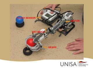 TOUCH SENSOR
                             MOTOR



         NXT BRICK




                     GEARS
 