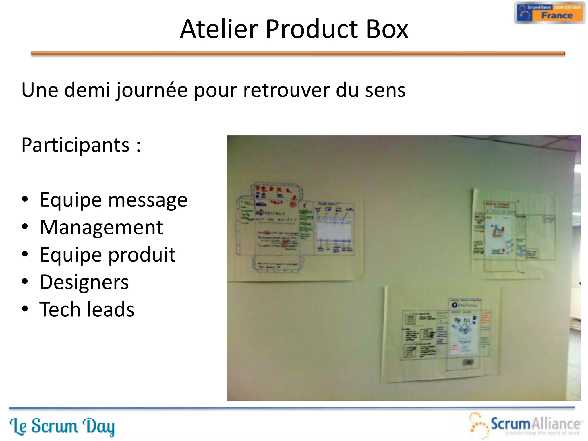 Atelier Product Box

Une demi journée pour retrouver du sens

Participants :

•   Equipe message
•   Management
•   Equipe produit
•   Designers
•   Tech leads
 