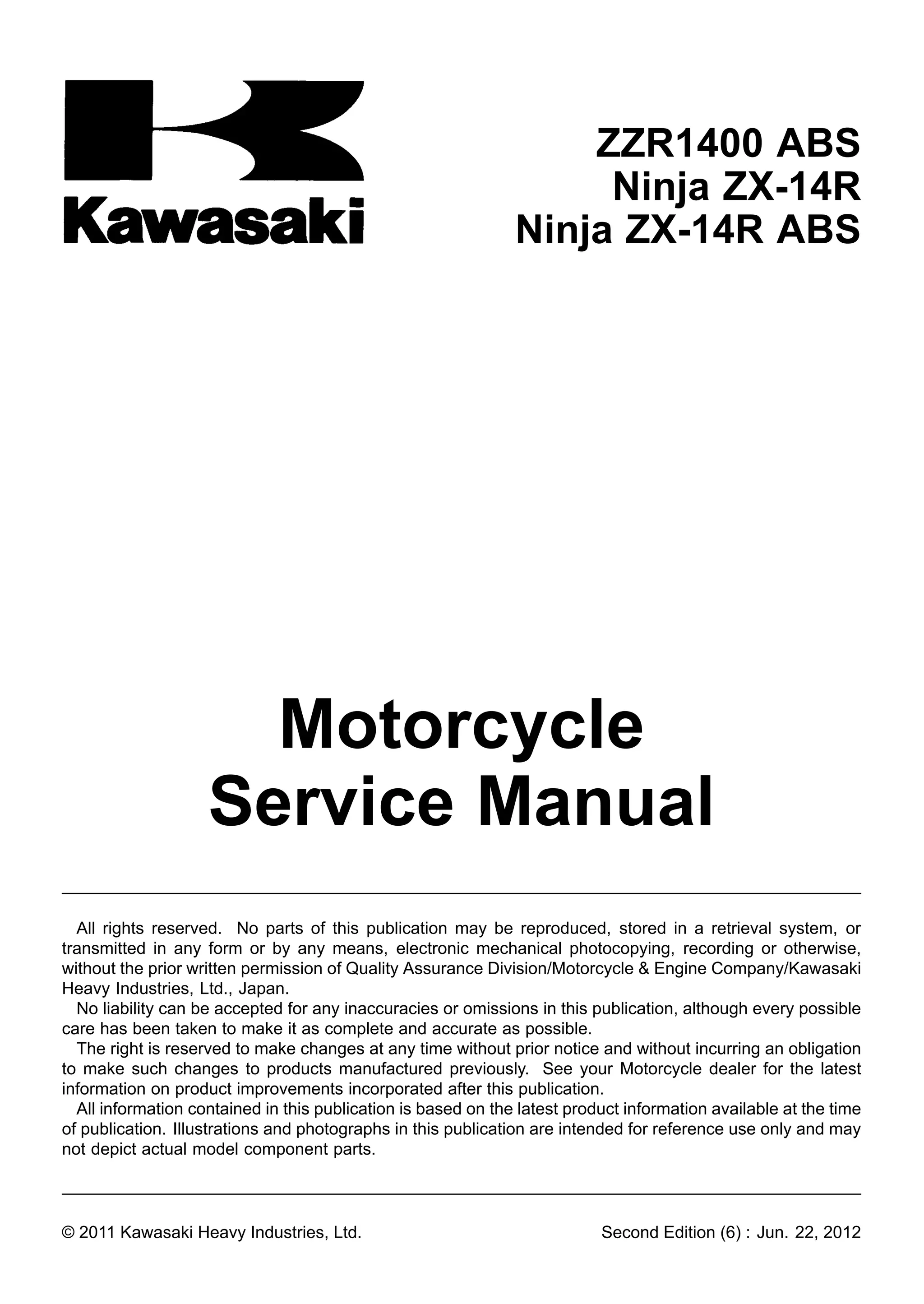 2012 kawasaki zx1400 ec service repair manual | PDF