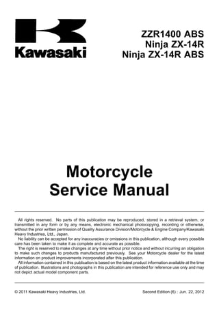2012 kawasaki zx1400 ec service repair manual | PDF