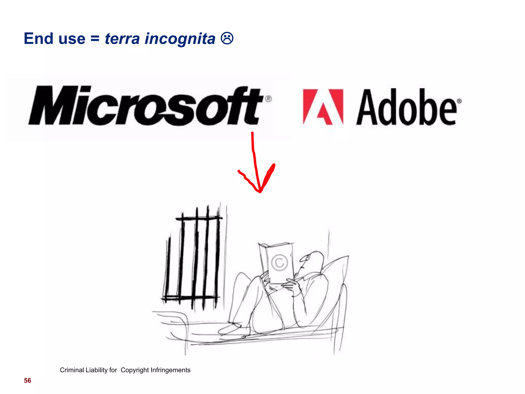 End use = terra incognita 




     Criminal Liability for Copyright Infringements
56
 
