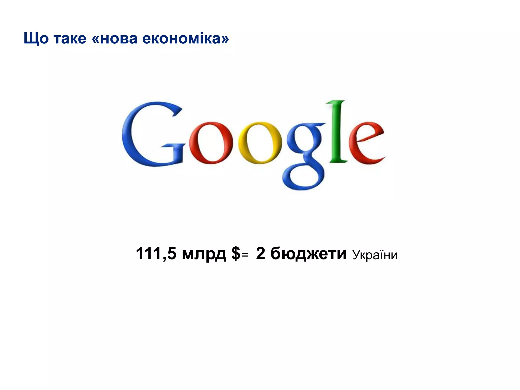 Що таке «нова економіка»




             111,5 млрд $= 2 бюджети України
 